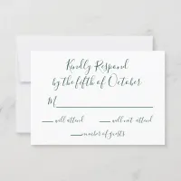 Monogrammed Gold Crest and Green Wedding rsvp