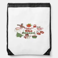 Tis The Season Christmas Acrylic Block Drawstring Bag