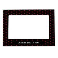 Custom Name Red Heart Balloon Pattern Black BKGD Magnetic Frame