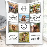 Modern Pet Memorial Custom Dog Photo Collage Fleece Blanket