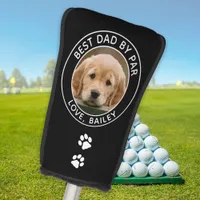 Custom Dog Photo Best Dad By Par Black White Golf Head Cover