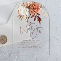 Boho Rustic Terracotta Florals Wedding Acrylic Invitations