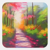 A Pretty Fall Hiking Trail Square Sticker