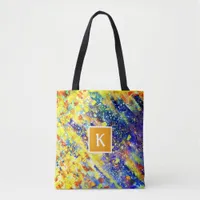 Bright Bold Colors Abstract Monogram Tote Bag