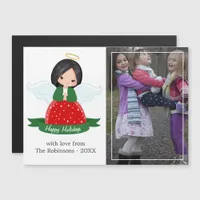 Cute Angel Family Happy Holidays Photo Magnetic Invitation