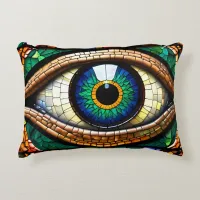 Cute Mosaic Stained Glass Eye design  Accent Pillow