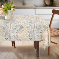 Coffee on Burlap Word Cloud Teal ID283 Tablecloth