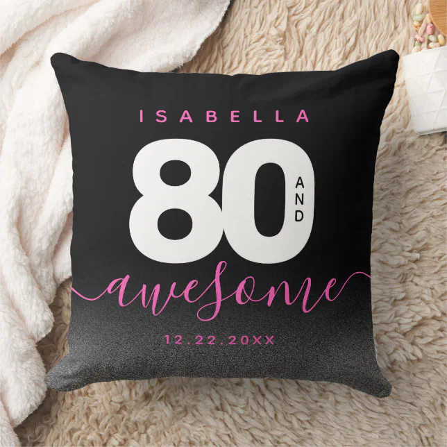 Modern Girly Pink 80 and Awesome Throw Pillow