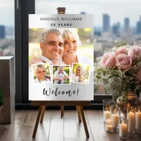 Silver photo collage birthday party welcome foam board