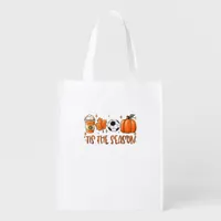 Tis The Season Leaf Latte Autumn Football Grocery Bag