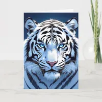 Blue eyed White Tiger Birthday  Card