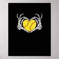 Skeleton Hands Heart Halloween Costume Softball Poster