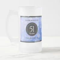 Elegant 51st Sapphire Wedding Anniversary Frosted Glass Beer Mug