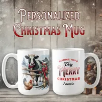 Beautiful Holiday Cow with Cardinal Personalized Coffee Mug