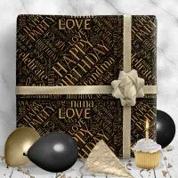 Birthday Word Cloud Grandma Gold ID276 Wrapping Paper