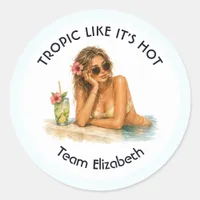 Tropic Like It's Hot Pool Party Bachelorette Classic Round Sticker
