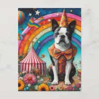 Boston Terrier Circus Encaustic Postcard