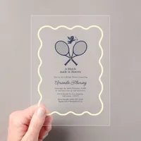 Navy & Cream Preppy Tennis Bridal Shower Acrylic Invitations