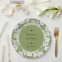 Elegant Floral Embrace Wedding Paper Plates