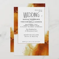 Budget Wedding Topaz Gold Abstract Marble Invitation