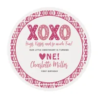 XOXO Hugs & Kisses Valentine's Day 1st Birthday Edible Frosting Rounds