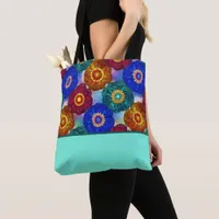 Stained Glass Abstract Red Green Blue Orange Tote Bag