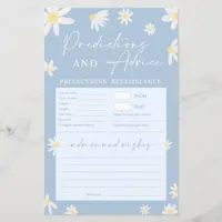 Baby Shower Blue Predictions and Advice Card