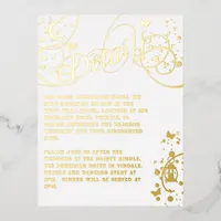 Boho Wedding White Whimsical Foil Details Card
