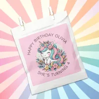 Personalized Pink Unicorn Girl's Birthday Favor Bag