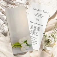 White Tulip Bouquet Spring Wedding Program