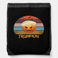 Halloween Trumpkin Vintage Us Drawstring Bag