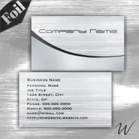 Foil Professional Elegant Modern Silver Black Business Cards