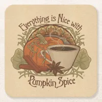 Pumpkin Spice Coffee Party Square Paper Coaster