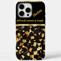 Elegant black and gold marble design iPhone 16 pro max case