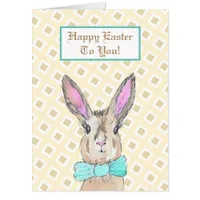 Jumbo Sized Vintage Bunny Rabbit Happy Easter Card