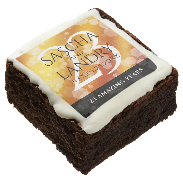 Elegant 23rd Imperial Topaz Wedding Anniversary Brownie