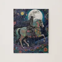 Full Moon Halloween Horseback Rider Jigsaw Puzzle