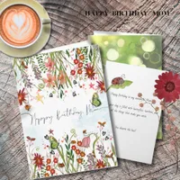 Elegant Burgundy Floral Watercolor Birthday Card 