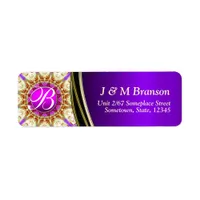 Purple Gold Satin Monogram Address Label