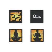 Set of 4 Marble Magnets Meditation Yoga Themed