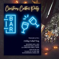 Modern Neon Christmas Holiday Cocktail Party Invitation