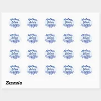 Blue watercolor roses and leaves-Motivational Classic Round Sticker