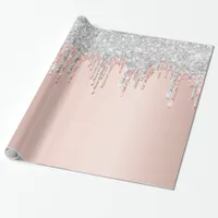 Rose gold glitter pink silver sparkle birthday wrapping paper