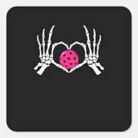 Skeleton Hands Heart Sign Funny Pickle Valentine's Square Sticker
