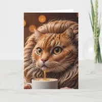 Adorable Funny Cat Holds Coffee Mug Card