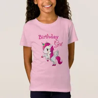 Birthday Girl Pink Unicorn Girl's Shirt