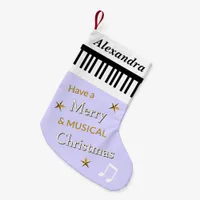 Piano Keys Music Themed Pretty Lilac Personalized Small Christmas Stocking