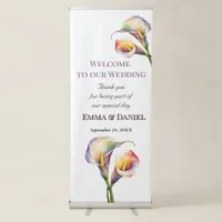 Elegant Wedding Watercolor Calla Lilies Romantic  Retractable Banner