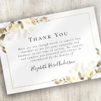 Sympathy Eucalyptus Funeral Thank You  Note Card