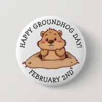 Happy Groundhog Day | February 2nd Button